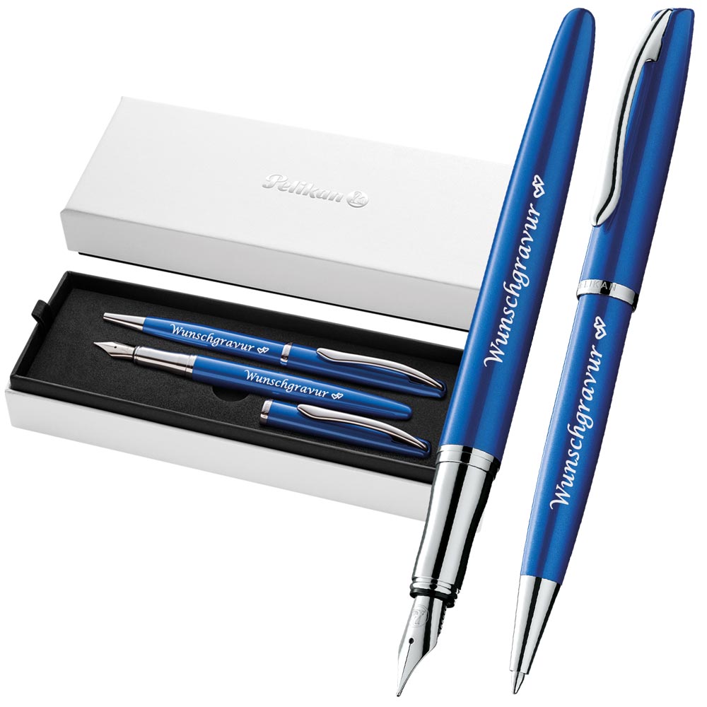 Pelikan Füller & Kugelschreiber Jazz® Noble Elegance im Set Saphire Blau – ohne Box (Ansicht 2)